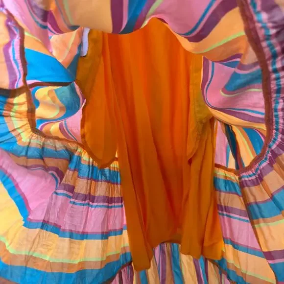 Farm Rio Rainbow Stripe Midi Dress
